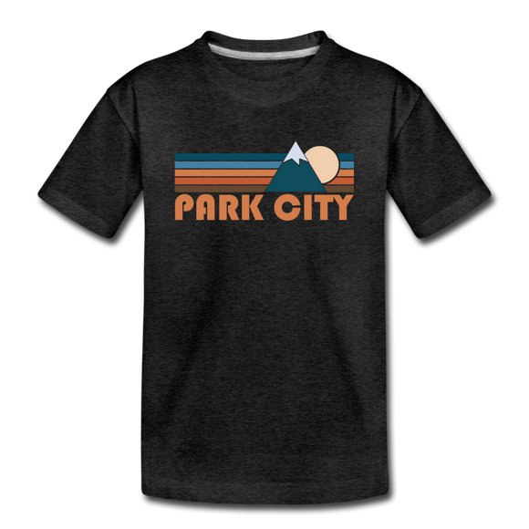 Park City, Utah Youth T-Shirt - Retro Mountain Youth Park City Tee - charcoal gray
