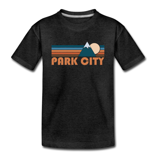 Park City, Utah Youth T-Shirt - Retro Mountain Youth Park City Tee - charcoal gray