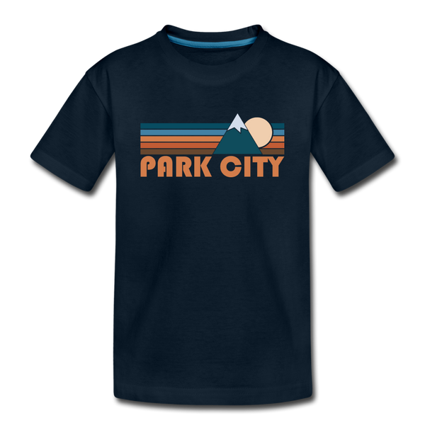 Park City, Utah Youth T-Shirt - Retro Mountain Youth Park City Tee - deep navy