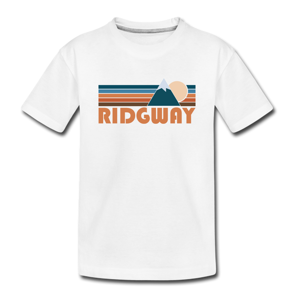 Ridgway, Colorado Youth T-Shirt - Retro Mountain Youth Ridgway Tee - white