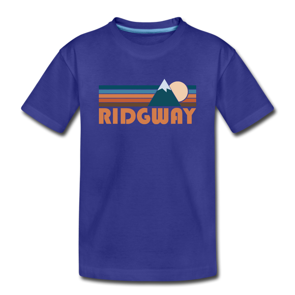 Ridgway, Colorado Youth T-Shirt - Retro Mountain Youth Ridgway Tee - royal blue