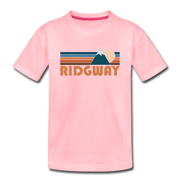 Ridgway, Colorado Youth T-Shirt - Retro Mountain Youth Ridgway Tee - pink