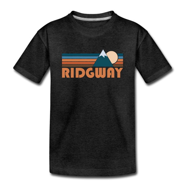 Ridgway, Colorado Youth T-Shirt - Retro Mountain Youth Ridgway Tee - charcoal gray