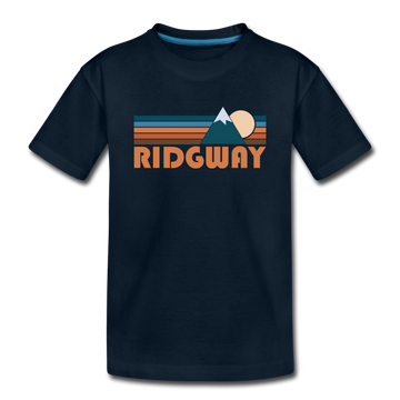 Ridgway, Colorado Youth T-Shirt - Retro Mountain Youth Ridgway Tee - deep navy