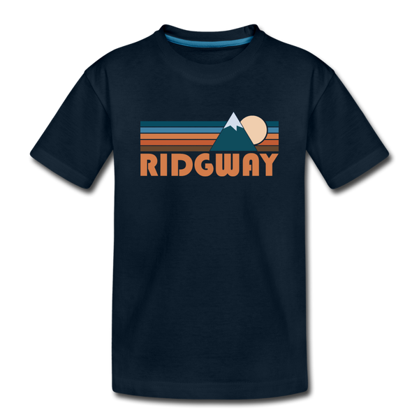 Ridgway, Colorado Youth T-Shirt - Retro Mountain Youth Ridgway Tee - deep navy