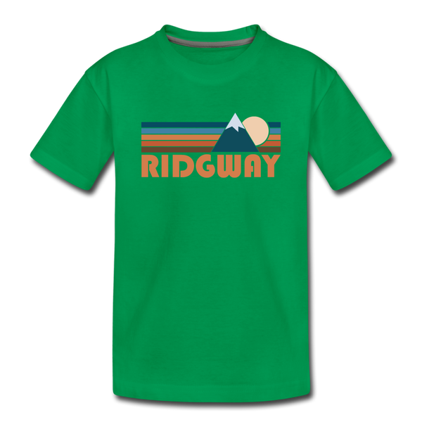 Ridgway, Colorado Youth T-Shirt - Retro Mountain Youth Ridgway Tee - kelly green