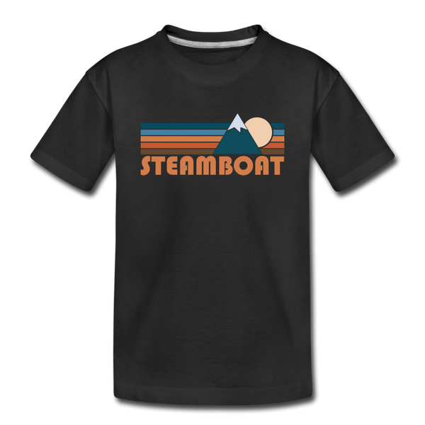Steamboat, Colorado Youth T-Shirt - Retro Mountain Youth Steamboat Tee - black