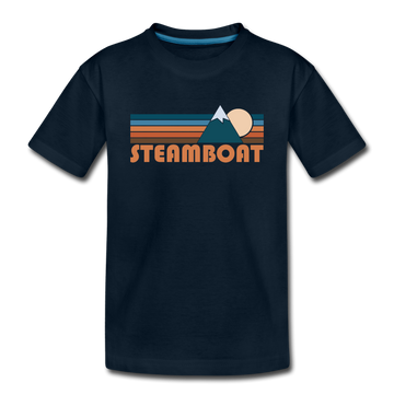 Steamboat, Colorado Youth T-Shirt - Retro Mountain Youth Steamboat Tee - deep navy