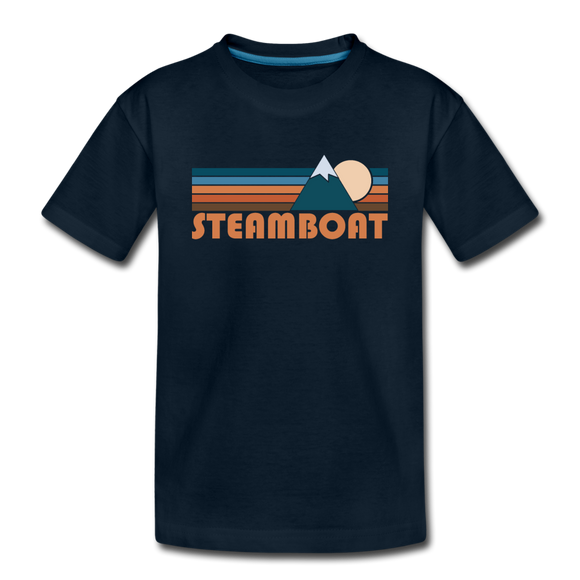 Steamboat, Colorado Youth T-Shirt - Retro Mountain Youth Steamboat Tee - deep navy