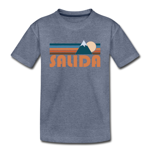 Salida, Colorado Youth T-Shirt - Retro Mountain Youth Salida Tee - heather blue