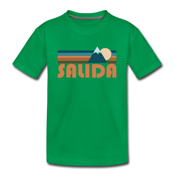Salida, Colorado Youth T-Shirt - Retro Mountain Youth Salida Tee - kelly green