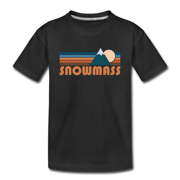 Snowmass, Colorado Youth T-Shirt - Retro Mountain Youth Snowmass Tee - black