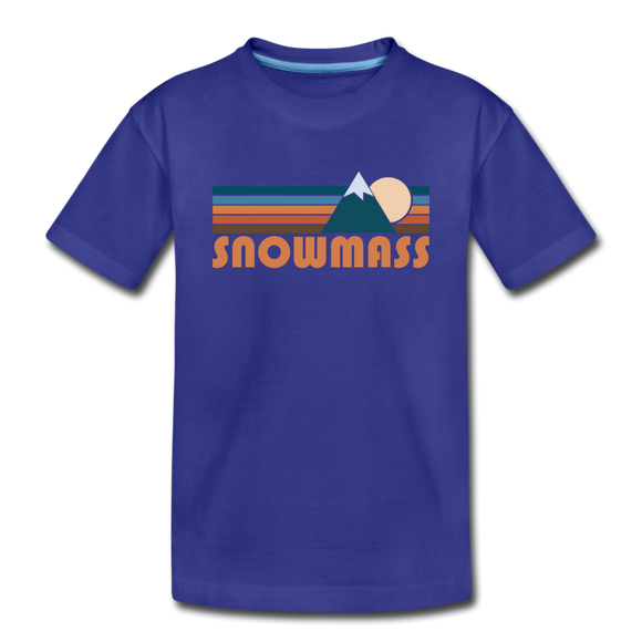 Snowmass, Colorado Youth T-Shirt - Retro Mountain Youth Snowmass Tee - royal blue