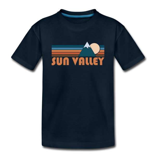 Sun Valley, Idaho Youth T-Shirt - Retro Mountain Youth Sun Valley Tee - deep navy