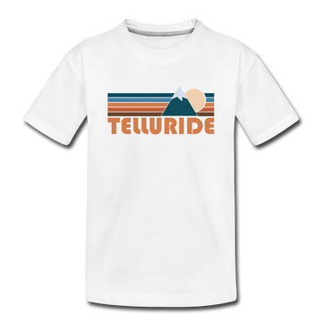 Telluride, Colorado Youth T-Shirt - Retro Mountain Youth Telluride Tee - white