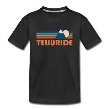 Telluride, Colorado Youth T-Shirt - Retro Mountain Youth Telluride Tee - black