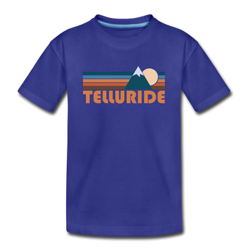 Telluride, Colorado Youth T-Shirt - Retro Mountain Youth Telluride Tee - royal blue