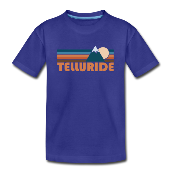 Telluride, Colorado Youth T-Shirt - Retro Mountain Youth Telluride Tee - royal blue