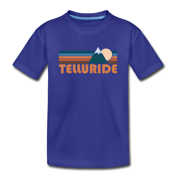 Telluride, Colorado Youth T-Shirt - Retro Mountain Youth Telluride Tee - royal blue