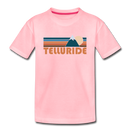 Telluride, Colorado Youth T-Shirt - Retro Mountain Youth Telluride Tee - pink