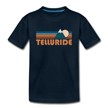 Telluride, Colorado Youth T-Shirt - Retro Mountain Youth Telluride Tee - deep navy