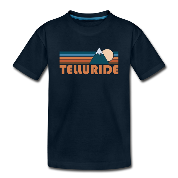 Telluride, Colorado Youth T-Shirt - Retro Mountain Youth Telluride Tee - deep navy
