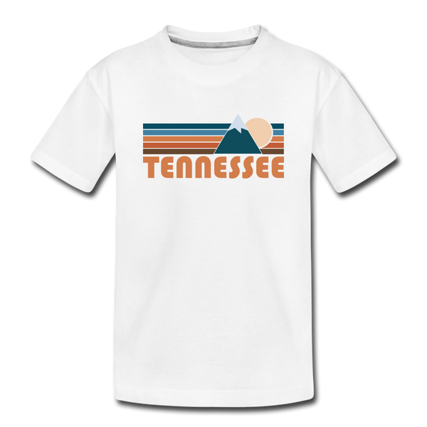 Tennessee Youth T-Shirt - Retro Mountain Youth Tennessee Tee - white