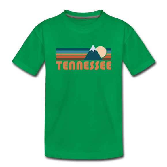 Tennessee Youth T-Shirt - Retro Mountain Youth Tennessee Tee - kelly green
