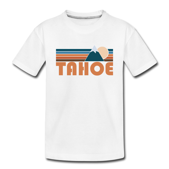 Tahoe, California Youth T-Shirt - Retro Mountain Youth Tahoe Tee - white