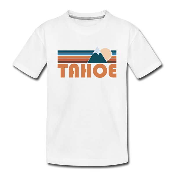 Tahoe, California Youth T-Shirt - Retro Mountain Youth Tahoe Tee - white