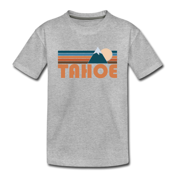 Tahoe, California Youth T-Shirt - Retro Mountain Youth Tahoe Tee - heather gray