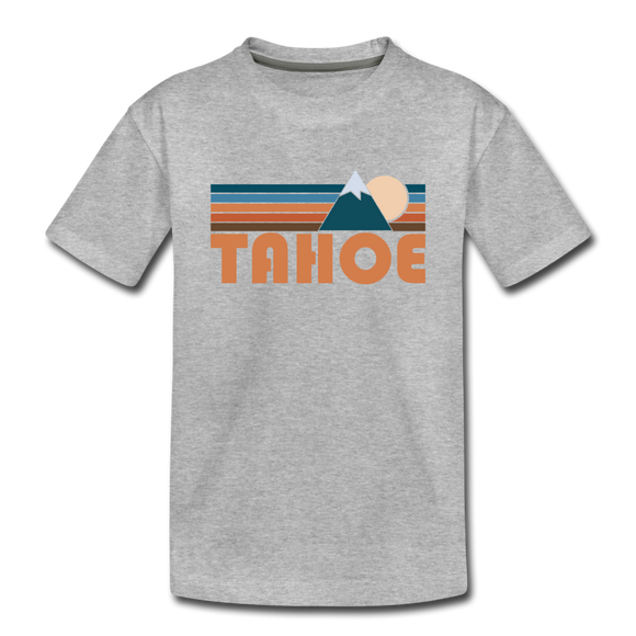 Tahoe, California Youth T-Shirt - Retro Mountain Youth Tahoe Tee - heather gray