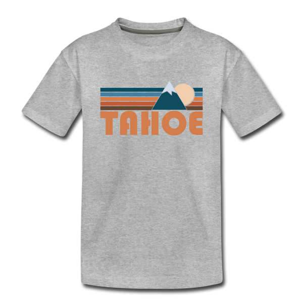 Tahoe, California Youth T-Shirt - Retro Mountain Youth Tahoe Tee - heather gray