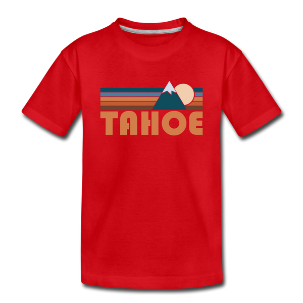 Tahoe, California Youth T-Shirt - Retro Mountain Youth Tahoe Tee - red