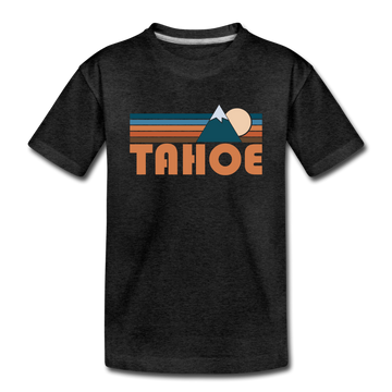 Tahoe, California Youth T-Shirt - Retro Mountain Youth Tahoe Tee - charcoal gray