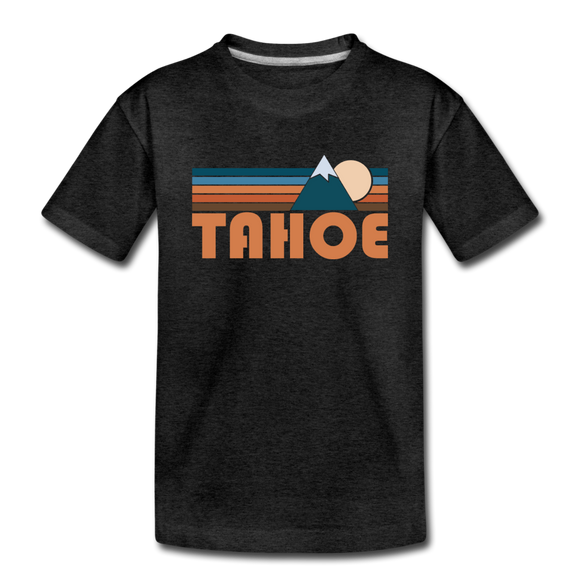 Tahoe, California Youth T-Shirt - Retro Mountain Youth Tahoe Tee - charcoal gray