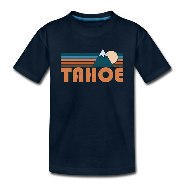 Tahoe, California Youth T-Shirt - Retro Mountain Youth Tahoe Tee - deep navy