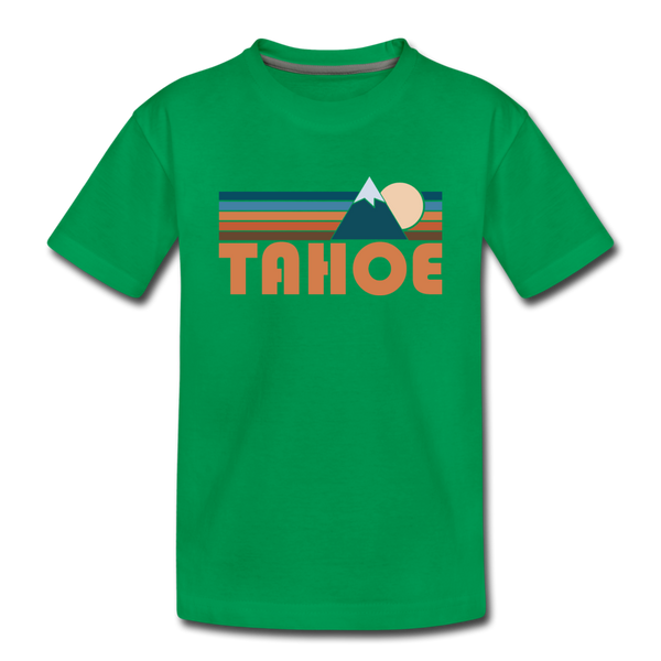 Tahoe, California Youth T-Shirt - Retro Mountain Youth Tahoe Tee - kelly green