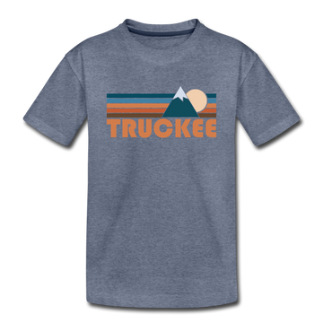 Truckee, California Youth T-Shirt - Retro Mountain Youth Truckee Tee - heather blue
