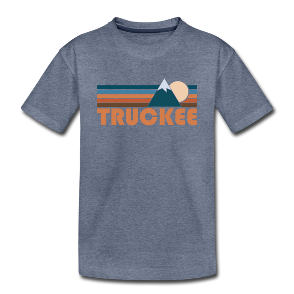 Truckee, California Youth T-Shirt - Retro Mountain Youth Truckee Tee - heather blue
