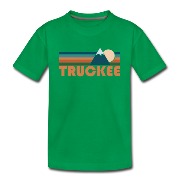 Truckee, California Youth T-Shirt - Retro Mountain Youth Truckee Tee - kelly green