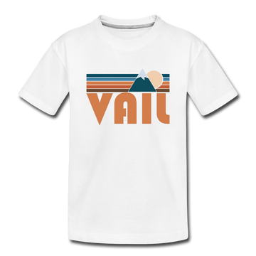 Vail, Colorado Youth T-Shirt - Retro Mountain Youth Vail Tee - white