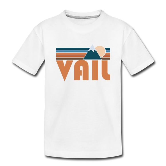 Vail, Colorado Youth T-Shirt - Retro Mountain Youth Vail Tee - white
