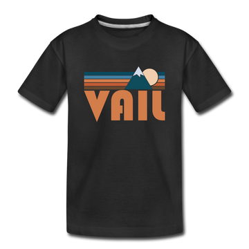Vail, Colorado Youth T-Shirt - Retro Mountain Youth Vail Tee - black
