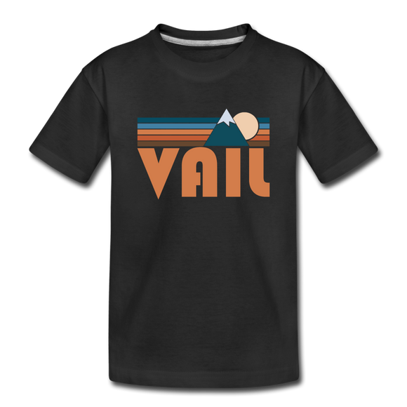 Vail, Colorado Youth T-Shirt - Retro Mountain Youth Vail Tee - black