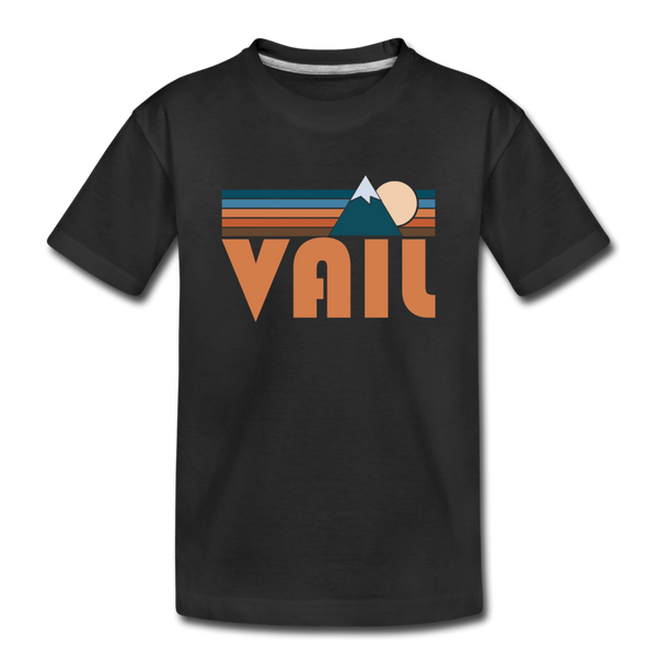 Vail, Colorado Youth T-Shirt - Retro Mountain Youth Vail Tee - black