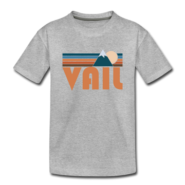 Vail, Colorado Youth T-Shirt - Retro Mountain Youth Vail Tee - heather gray