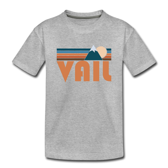 Vail, Colorado Youth T-Shirt - Retro Mountain Youth Vail Tee - heather gray