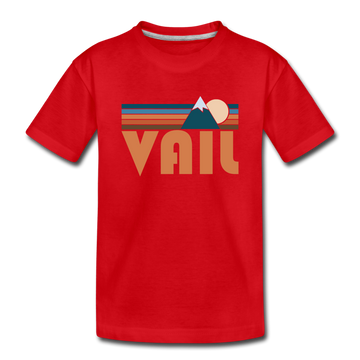 Vail, Colorado Youth T-Shirt - Retro Mountain Youth Vail Tee - red