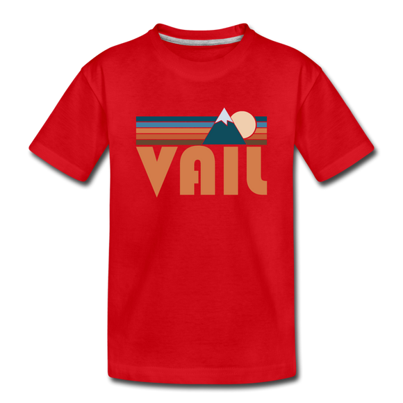 Vail, Colorado Youth T-Shirt - Retro Mountain Youth Vail Tee - red